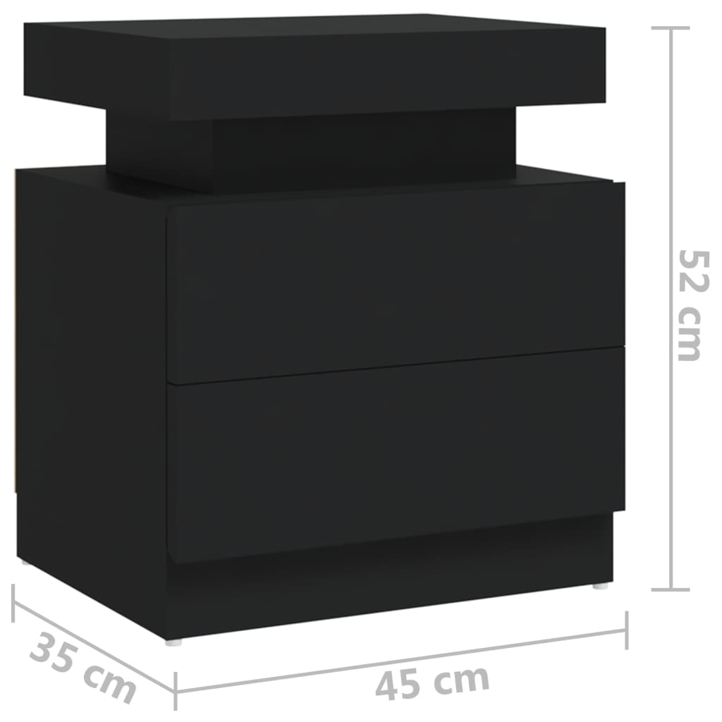 Black Bedside Cabinet 45x35x52 cm - Engineered Wood