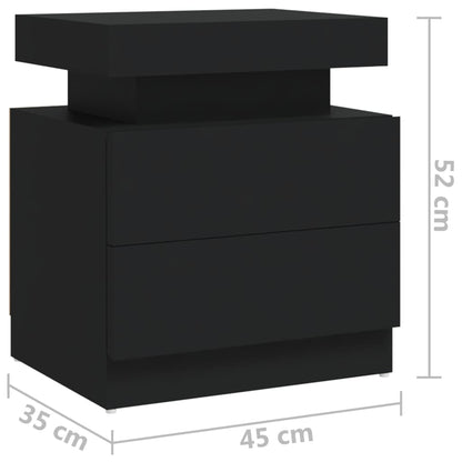 Black Bedside Cabinet 45x35x52 cm - Engineered Wood