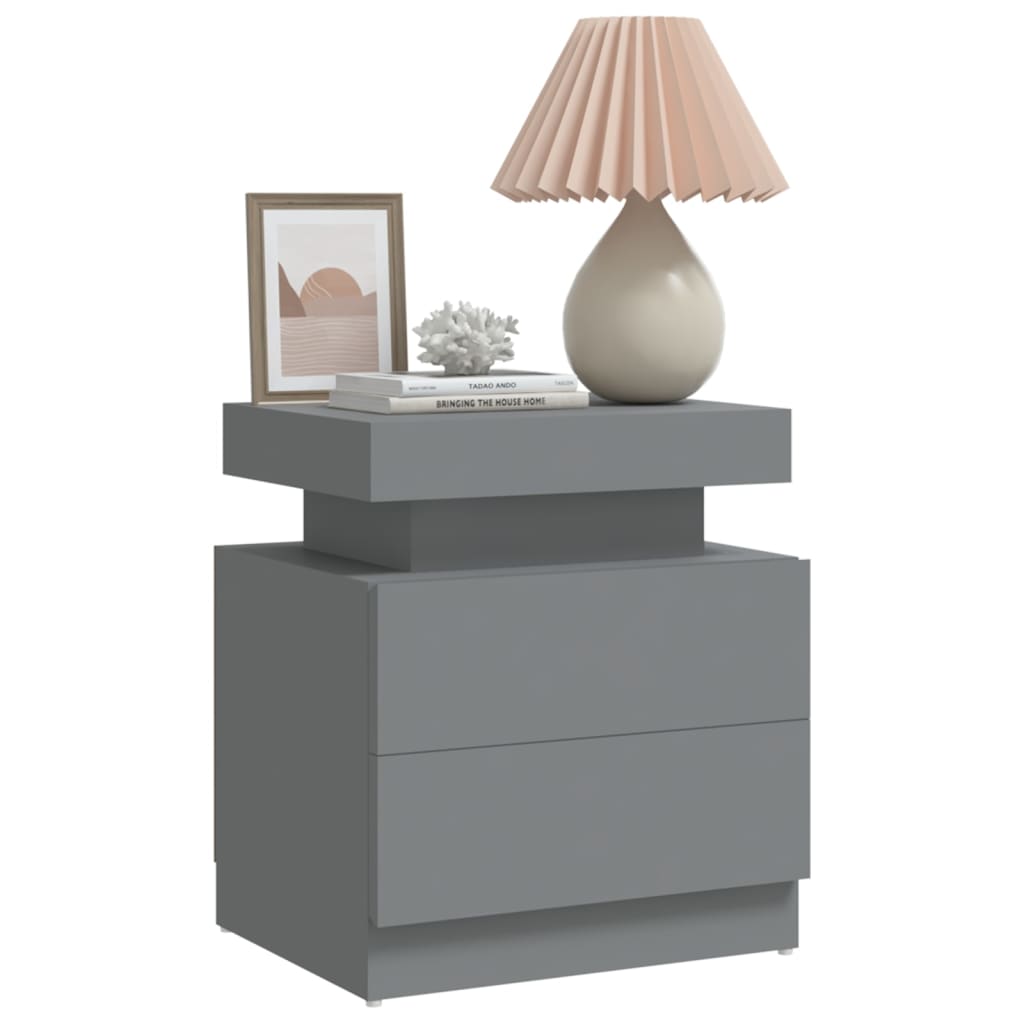 Grey Bedside Cabinet 45x35x52 cm in Engineered Wood