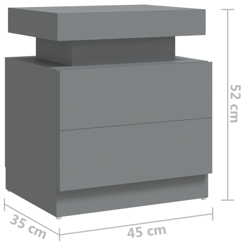 Grey Bedside Cabinet 45x35x52 cm in Engineered Wood
