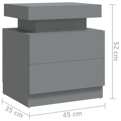 Grey Bedside Cabinet 45x35x52 cm in Engineered Wood