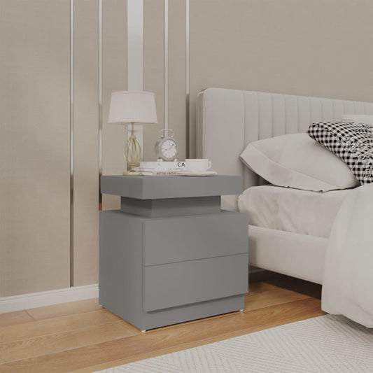 Grey Bedside Cabinet 45x35x52 cm in Engineered Wood