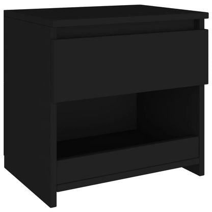 Compact Black Bedside Cabinet - Engineered Wood 40x30x39 cm