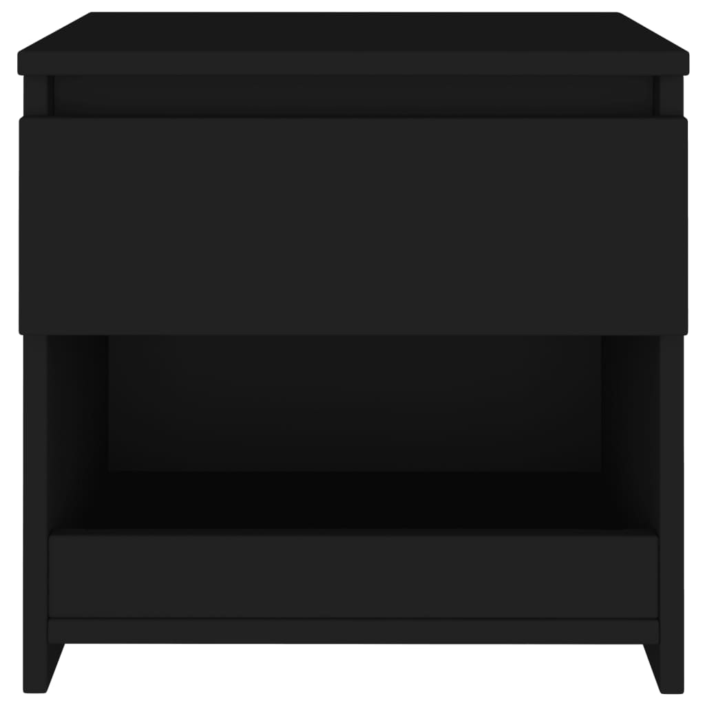 Compact Black Bedside Cabinet - Engineered Wood 40x30x39 cm