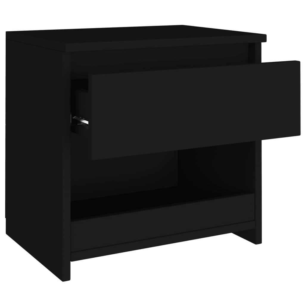Compact Black Bedside Cabinet - Engineered Wood 40x30x39 cm