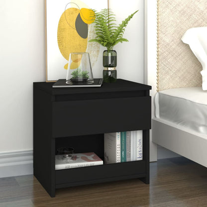 Compact Black Bedside Cabinet - Engineered Wood 40x30x39 cm