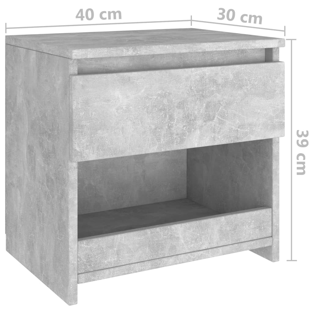 Concrete Grey Bedside Cabinet 40x30x39 cm - Engineered Wood