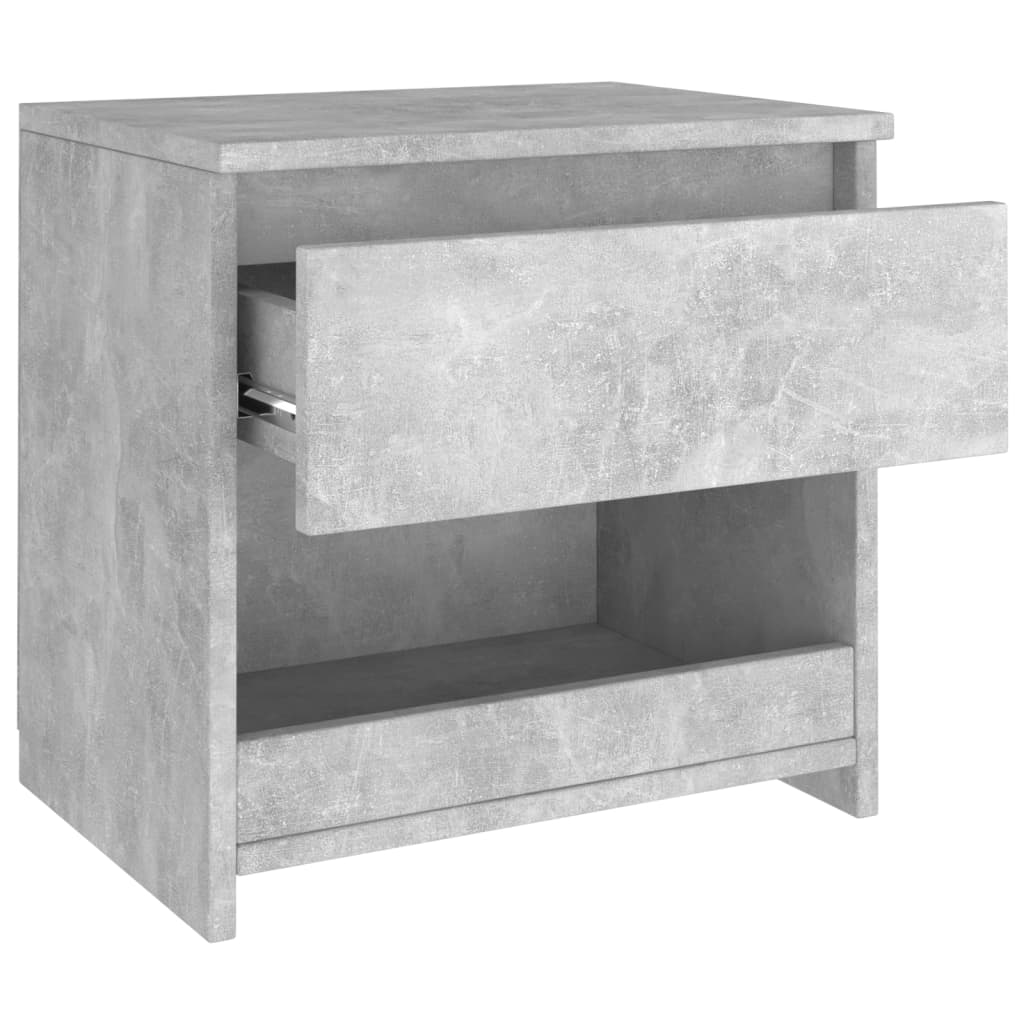Concrete Grey Bedside Cabinets Set - 2 pcs, 40x30x39 cm Wood