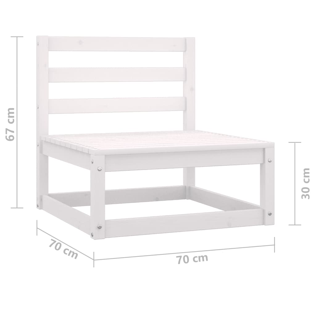 White Solid Pine Wood Garden Middle Sofa