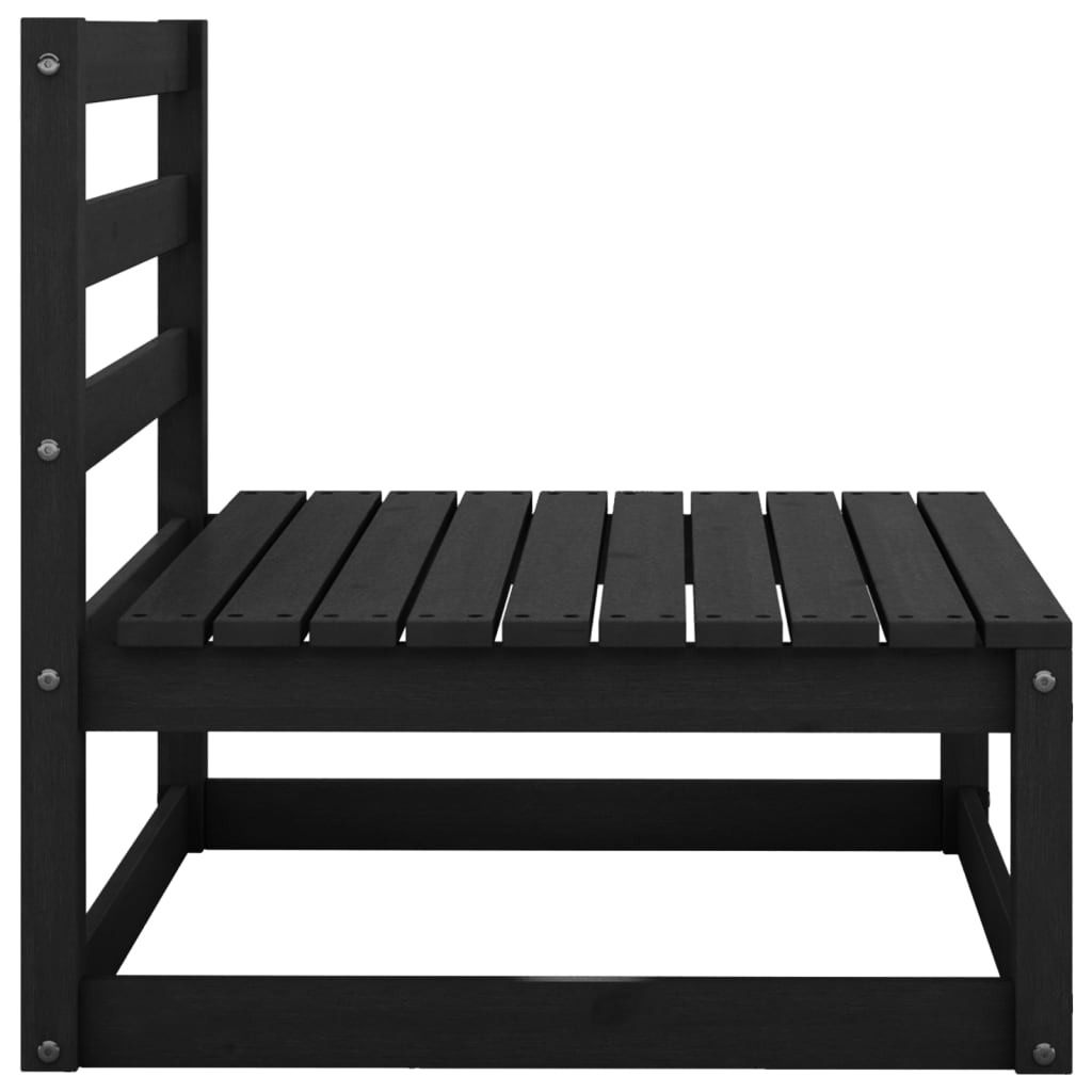Elegant Black Solid Pine Garden Middle Sofa