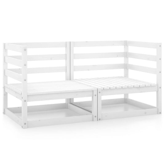 White Solid Wood Pine Garden Corner Sofas - 2 Piece Set