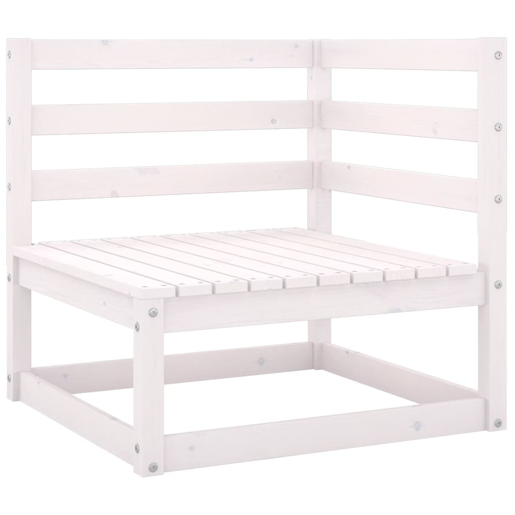 White Solid Wood Pine Garden Corner Sofas - 2 Piece Set