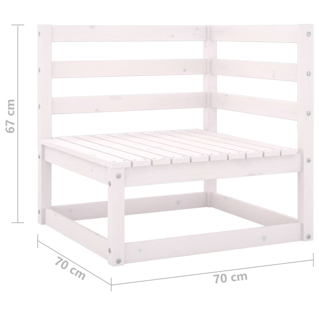 White Solid Wood Pine Garden Corner Sofas - 2 Piece Set