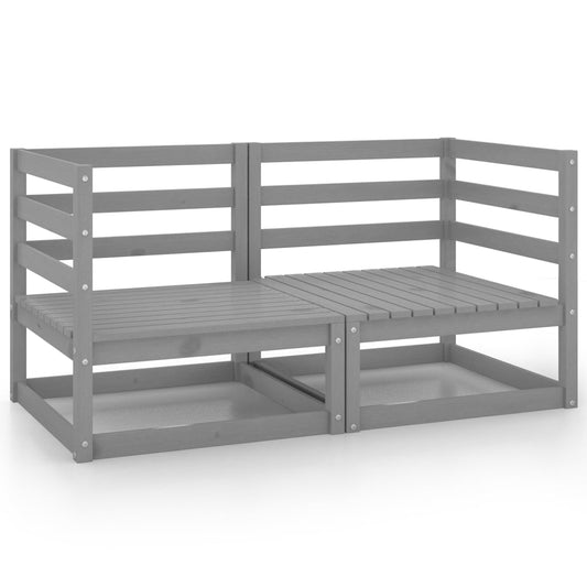 Grey Solid Wood Pine 2-Piece Garden Corner Sofas