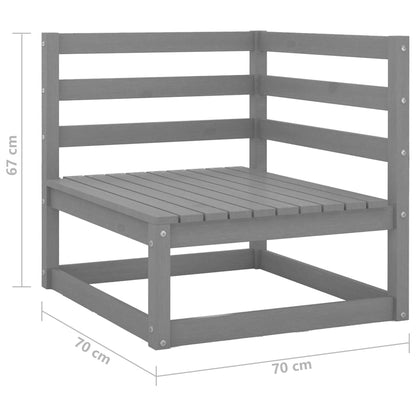 Grey Solid Wood Pine 2-Piece Garden Corner Sofas