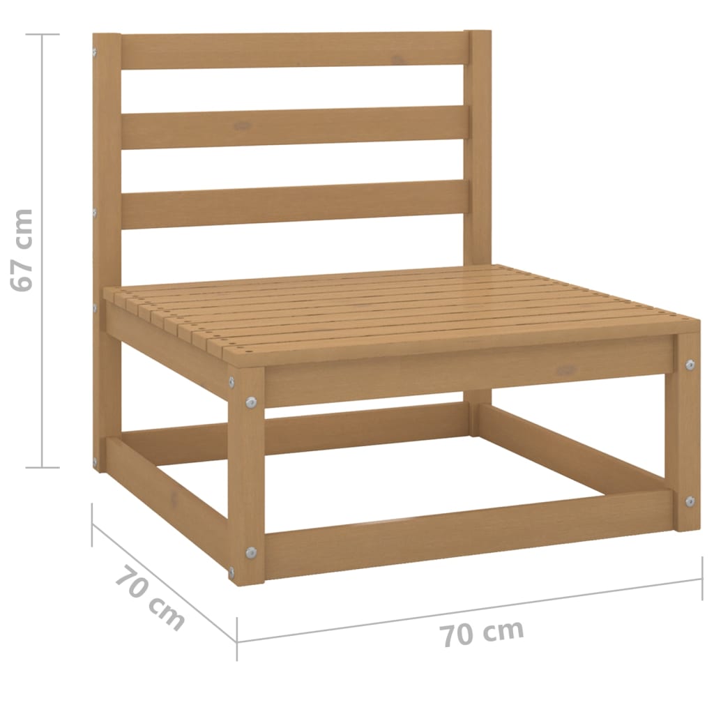 Honey Brown Solid Pine 3-Piece Garden Middle Sofas Set