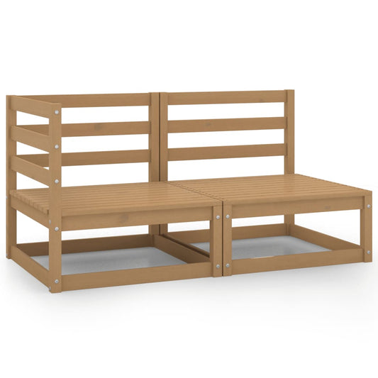 Solid Pinewood Garden Lounge Set, 2-Piece, Honey Brown Finish