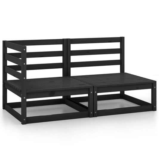 Elegant 2 Piece Black Pinewood Garden Lounge Set