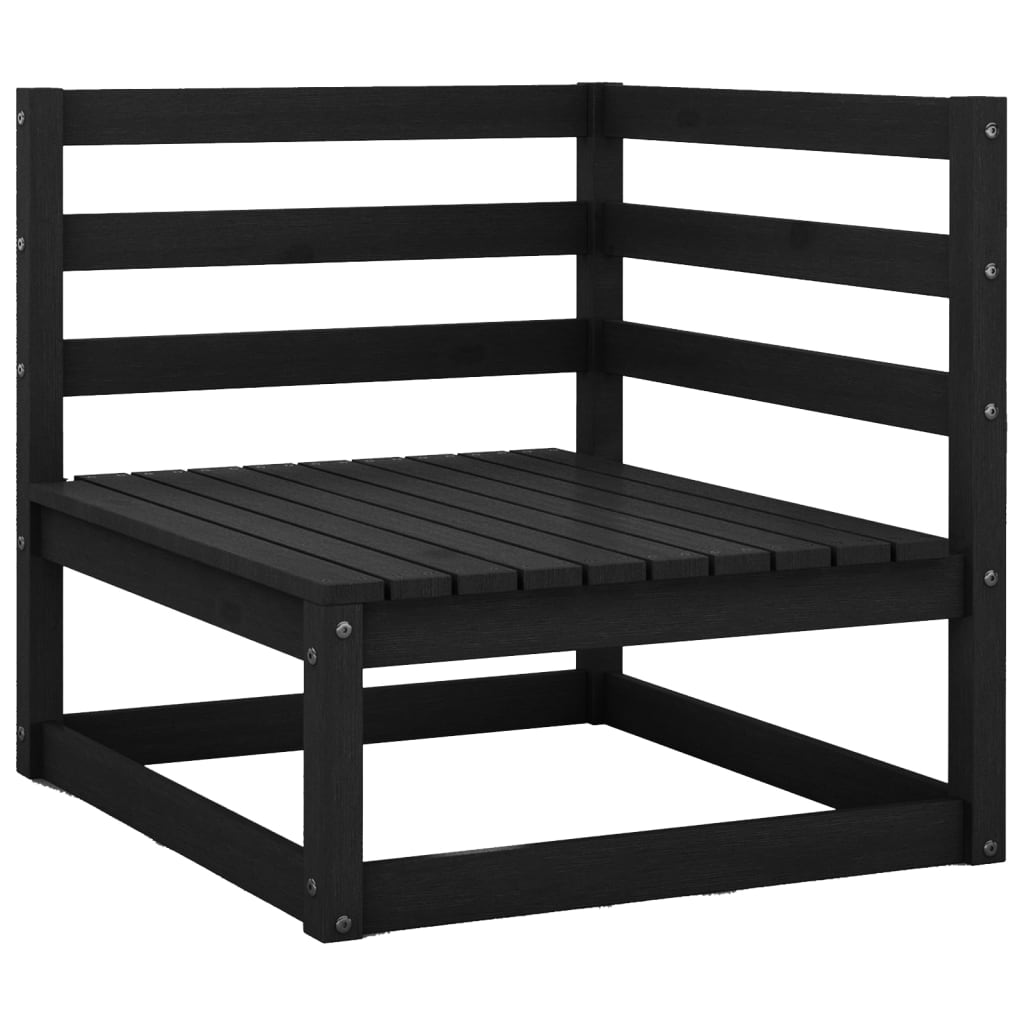 Elegant 3-Piece Black Pine Garden Lounge Set - Solid Wood Design
