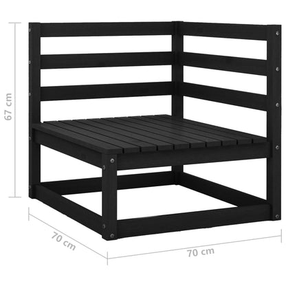 Elegant 3-Piece Black Pine Garden Lounge Set - Solid Wood Design
