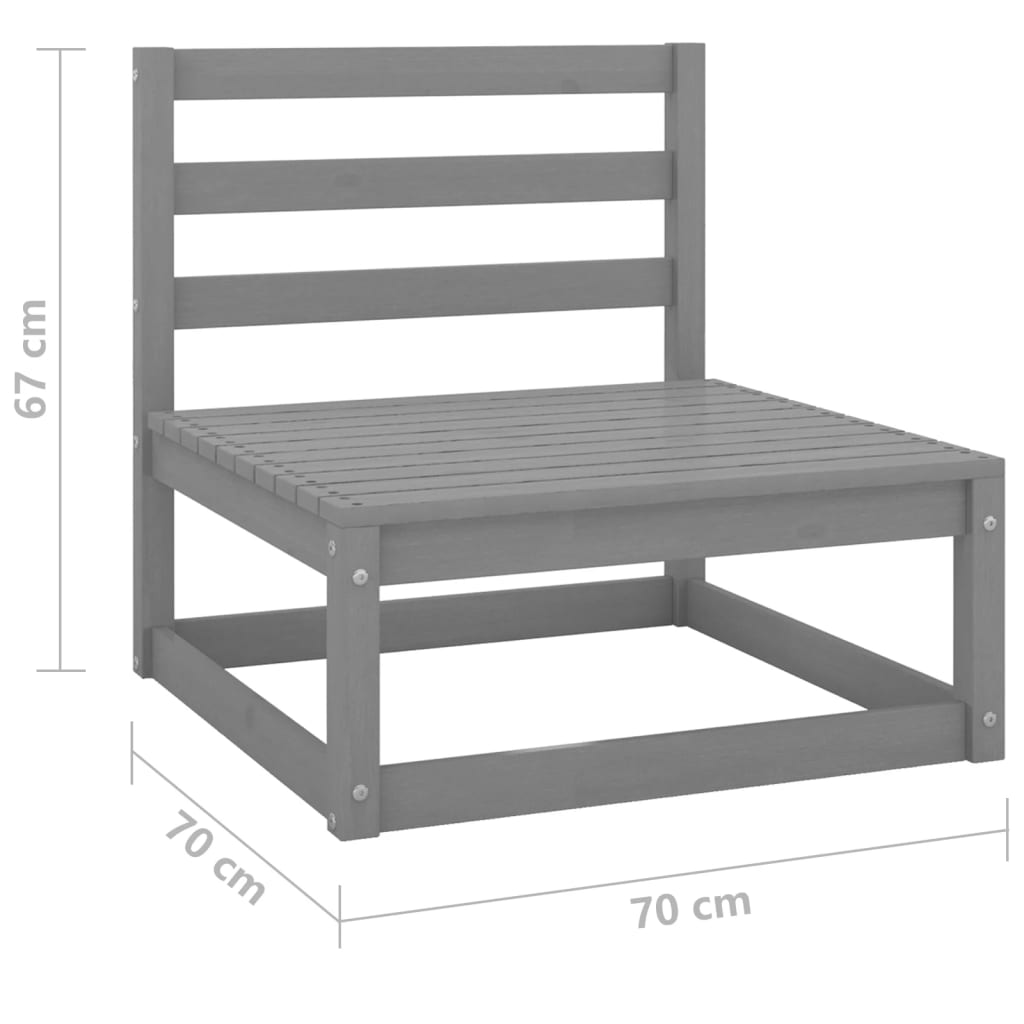 Elegant 3-Piece Grey Garden Lounge Set in Solid Pinewood