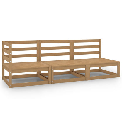 Honey Brown Solid Pinewood 3-Piece Garden Lounge Set