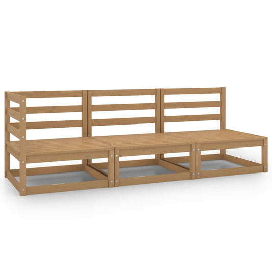Honey Brown Solid Pinewood 3-Piece Garden Lounge Set