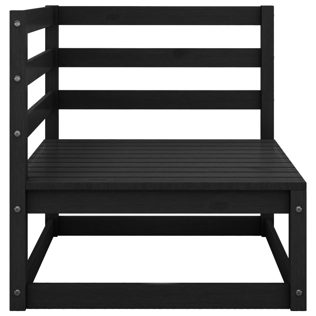 Elegant 3-Piece Black Pinewood Garden Lounge Set