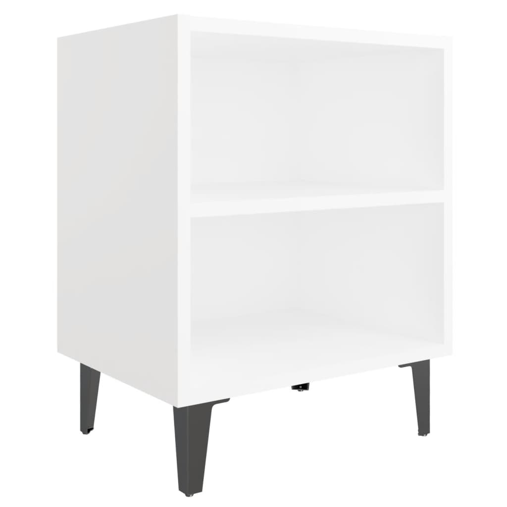 White Bed Cabinet with Metal Legs - 40x30x50 cm Storage Unit