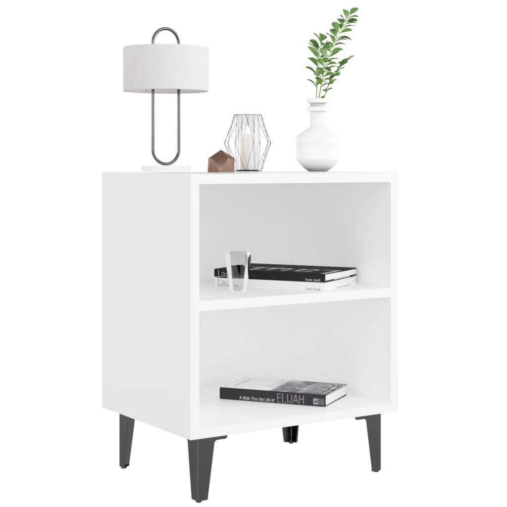 White Bed Cabinet with Metal Legs - 40x30x50 cm Storage Unit