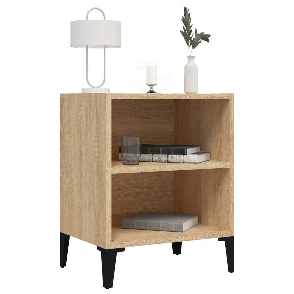 Sonoma Oak Bed Cabinet with Metal Legs - 40x30x50 cm
