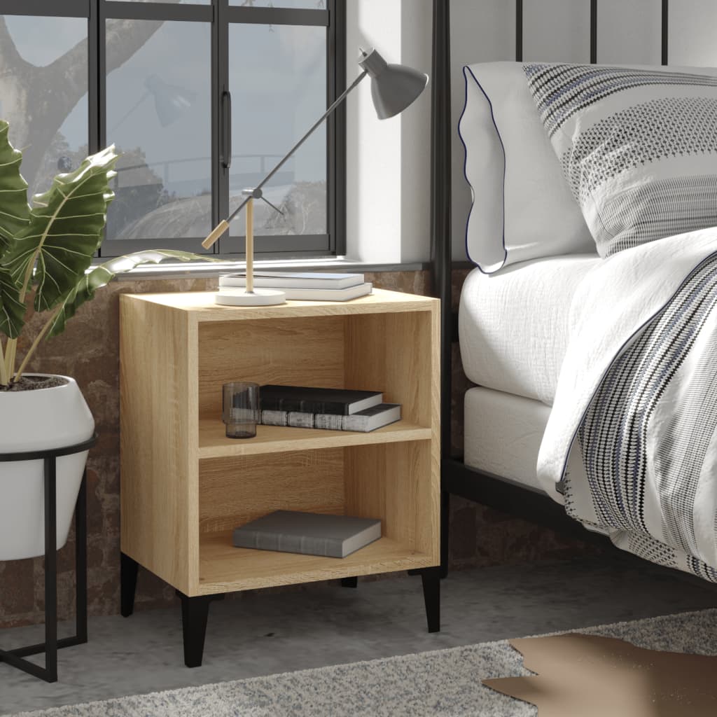 Sonoma Oak Bed Cabinet with Metal Legs - 40x30x50 cm