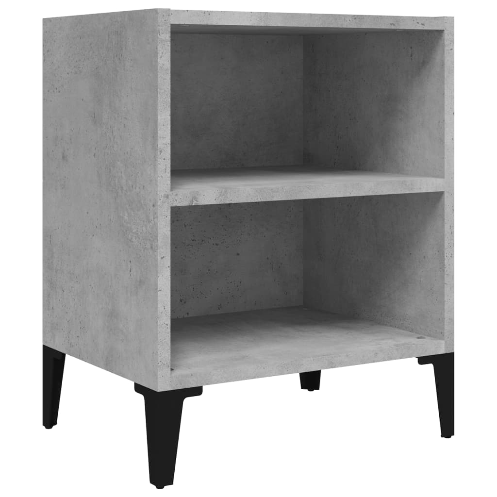 Concrete Grey Bed Cabinet with Metal Legs, 40x30x50 cm