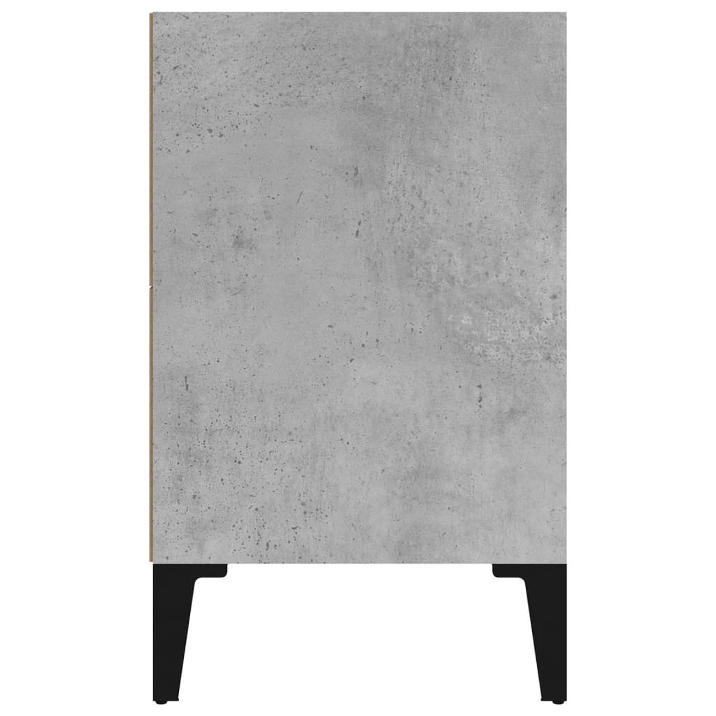 Concrete Grey Bed Cabinet with Metal Legs, 40x30x50 cm