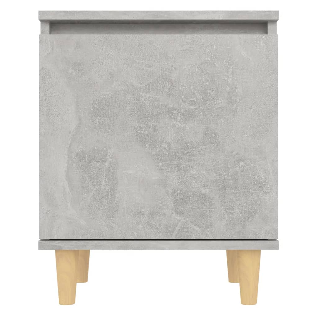 Concrete Grey Bed Cabinet with Solid Wood Legs - 40x30x50 cm