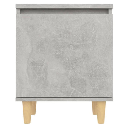 Concrete Grey Bed Cabinet with Solid Wood Legs - 40x30x50 cm