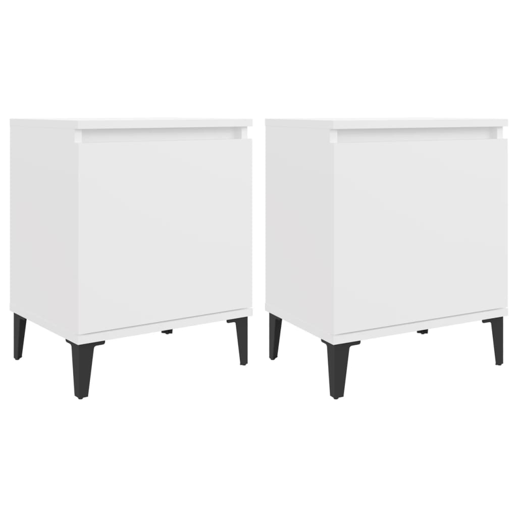 White Bedside Cabinet with Metal Legs - 40x30x50 cm Modern Design