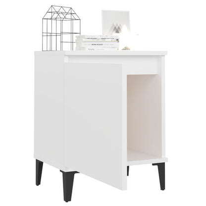 White Bedside Cabinet with Metal Legs - 40x30x50 cm Modern Design
