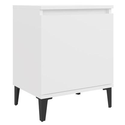 White Bedside Cabinet with Metal Legs - 40x30x50 cm Modern Design