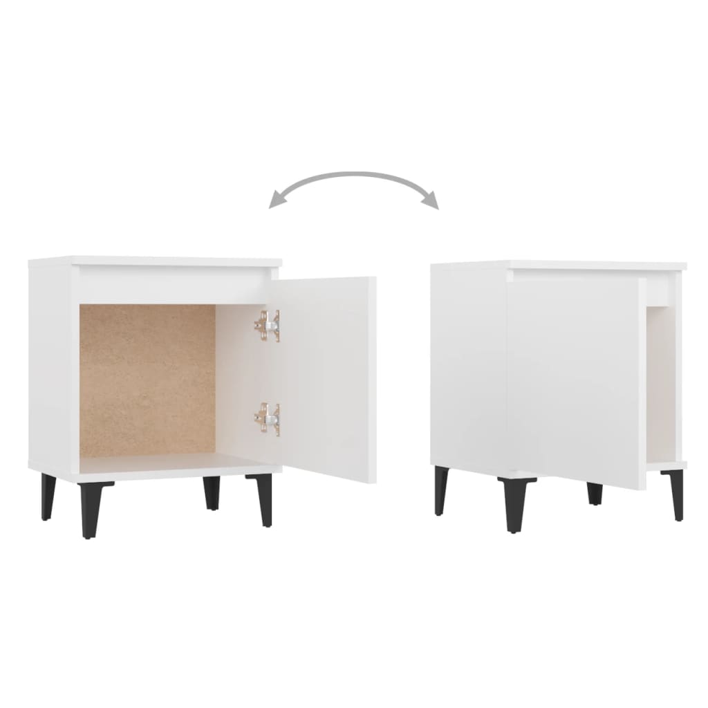 White Bedside Cabinet with Metal Legs - 40x30x50 cm Modern Design