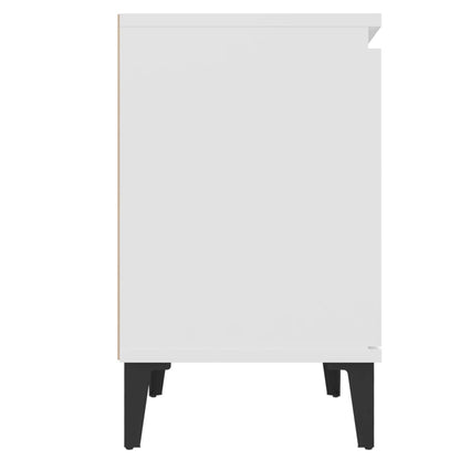 White Bedside Cabinet with Metal Legs - 40x30x50 cm Modern Design