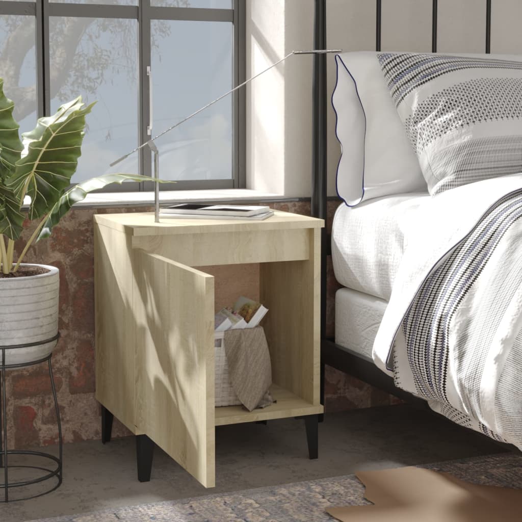 Sonoma Oak Bed Cabinet with Metal Legs - 40x30x50 cm
