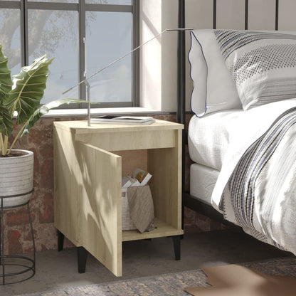Sonoma Oak Bed Cabinet with Metal Legs - 40x30x50 cm