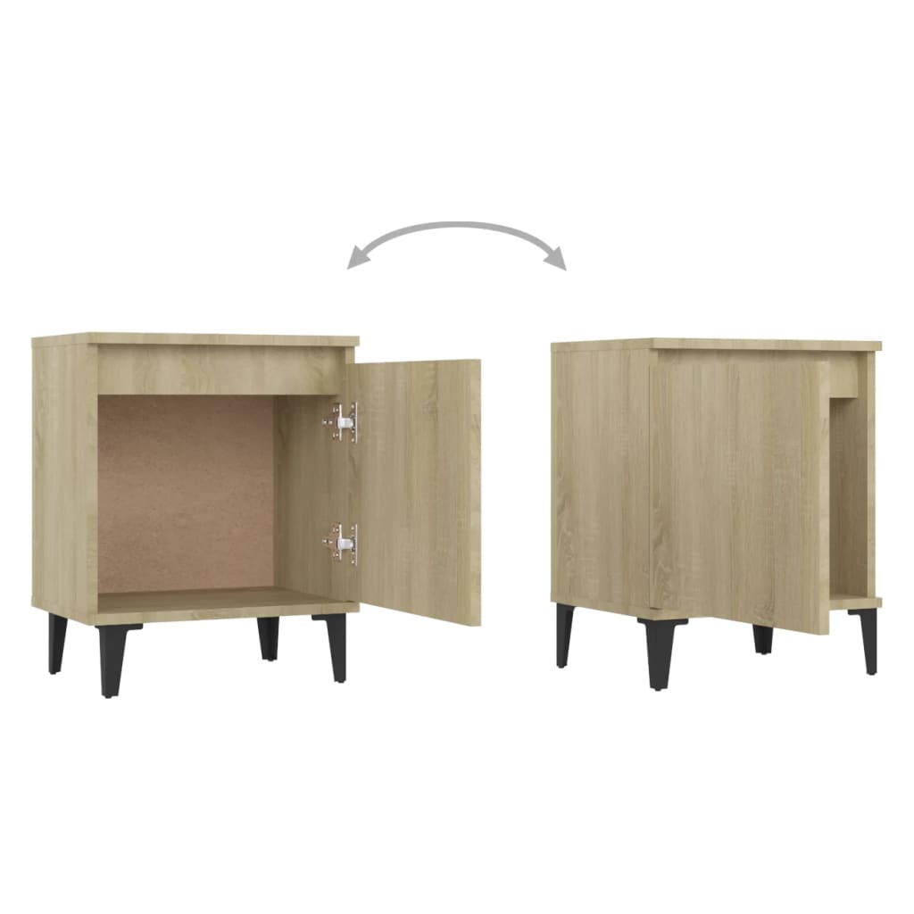 Sonoma Oak Bed Cabinet with Metal Legs - 40x30x50 cm