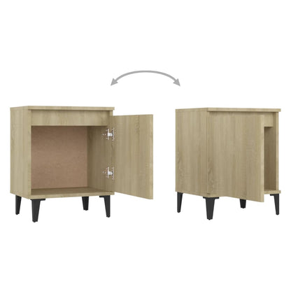 Sonoma Oak Bed Cabinet with Metal Legs - 40x30x50 cm