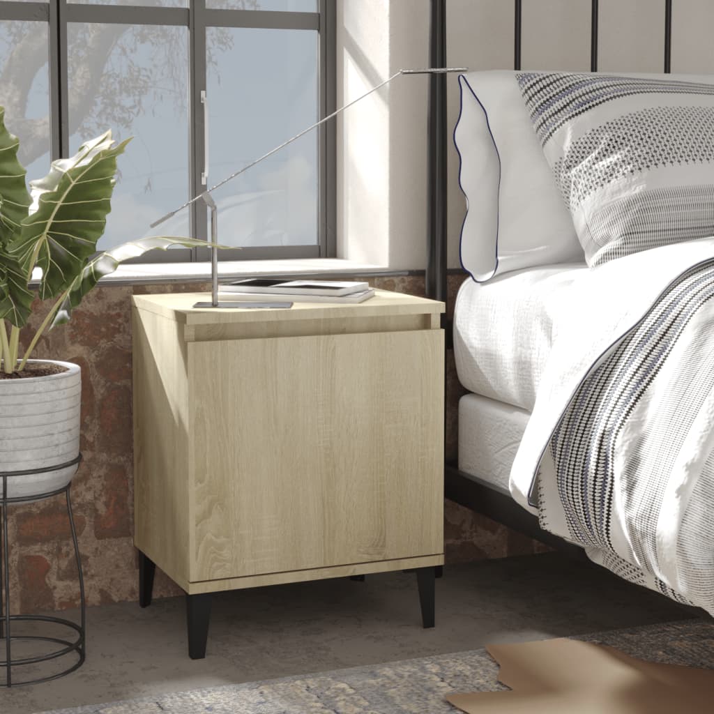 Sonoma Oak Bed Cabinet with Metal Legs - 40x30x50 cm