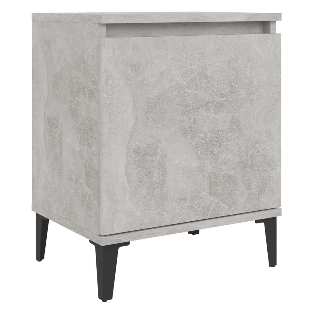 Concrete Grey Bed Cabinet with Metal Legs - 40x30x50 cm