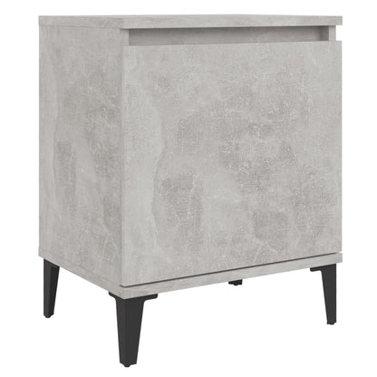 Concrete Grey Bed Cabinet with Metal Legs - 40x30x50 cm