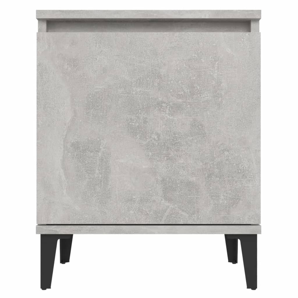 Concrete Grey Bed Cabinet with Metal Legs - 40x30x50 cm