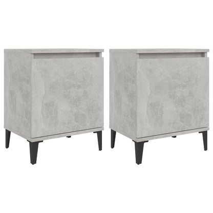 Concrete Grey Bed Cabinets with Metal Legs - 40x30x50 cm